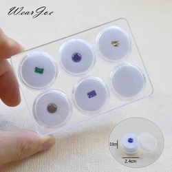 Caja de almacenamiento de gemas de diamante sueltas, tarro acrílico redondo, vitrina transparente de piedras preciosas de joyería con bandeja organizadora de tapa, novedosa