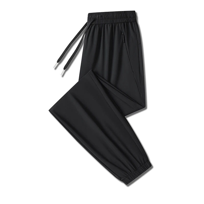 New Men'S Summer Sports High Elasticity Loose Thin Quick Drying Sports Pants Fashion Versatile Casual Ice Silk 9-Point Trousers