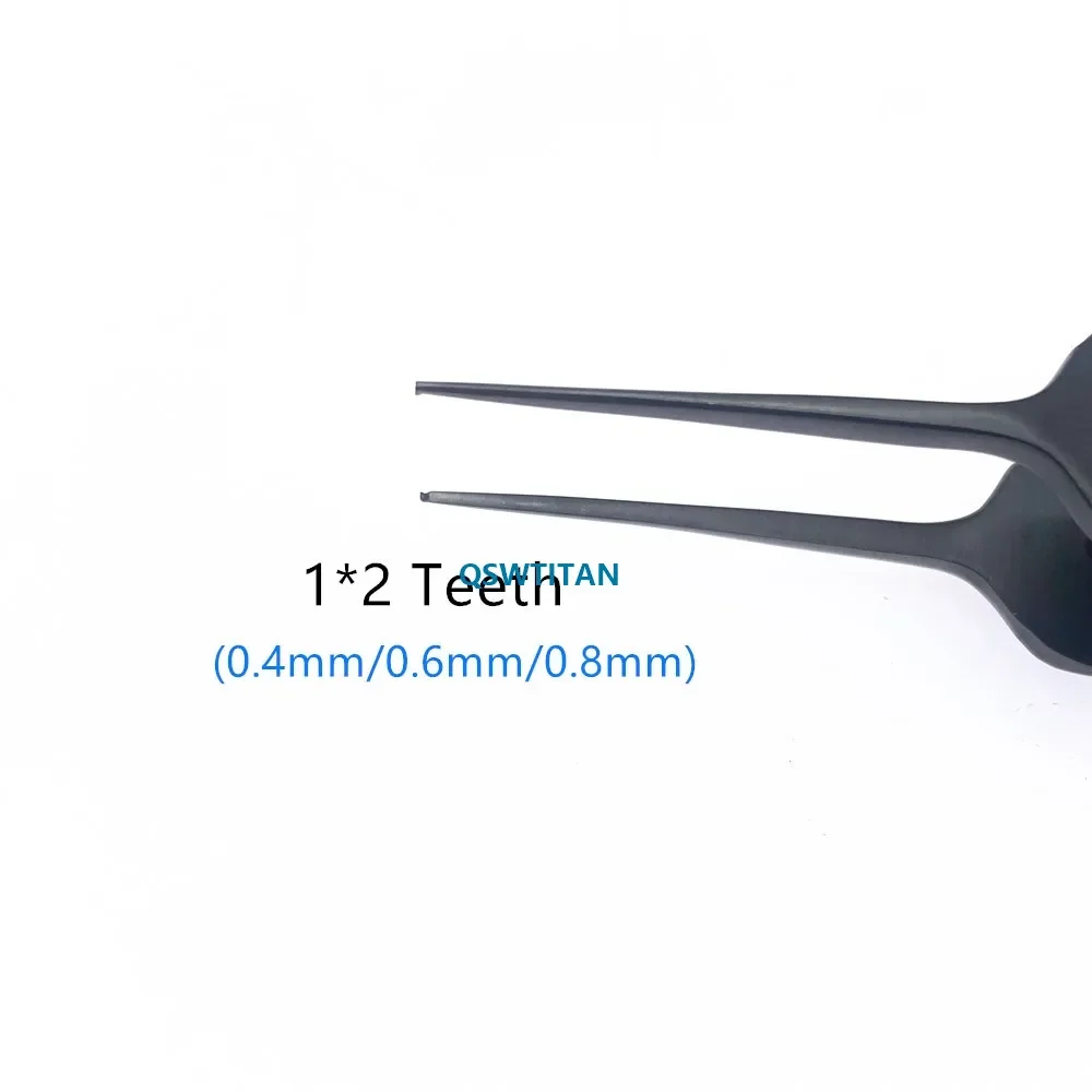 Ophthalmic Surgical Toothed Tissue Forceps: 0.4mm/0.6mm/0.8mm Stainless Steel with Black Handle
