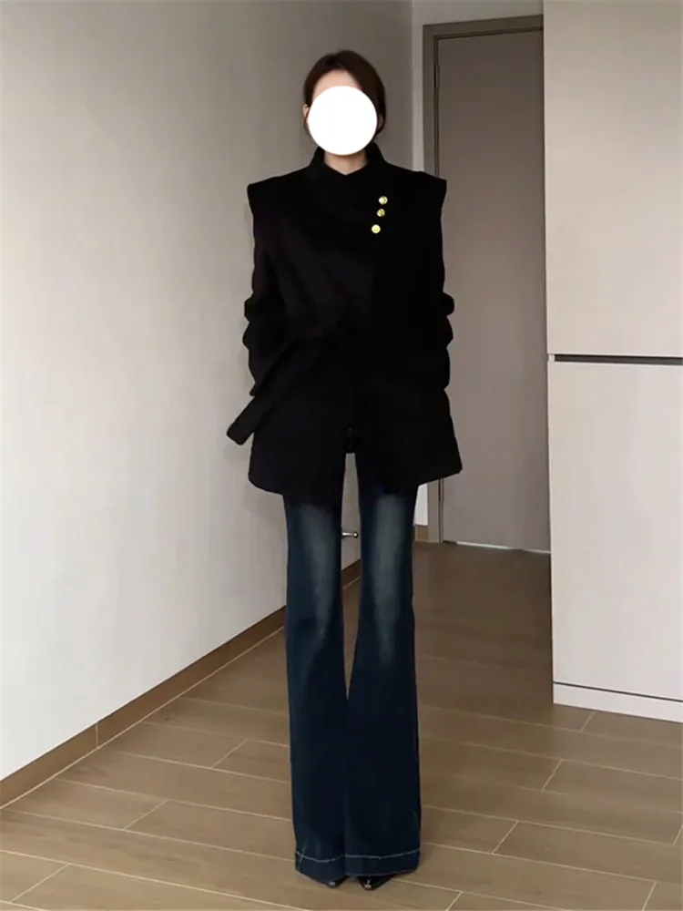 

Extended Length Bell Bottom Blue Jeans Women's Slim Fit Low Waist Bootcut Denim Pants Spring Autumn Style High Rise Washed