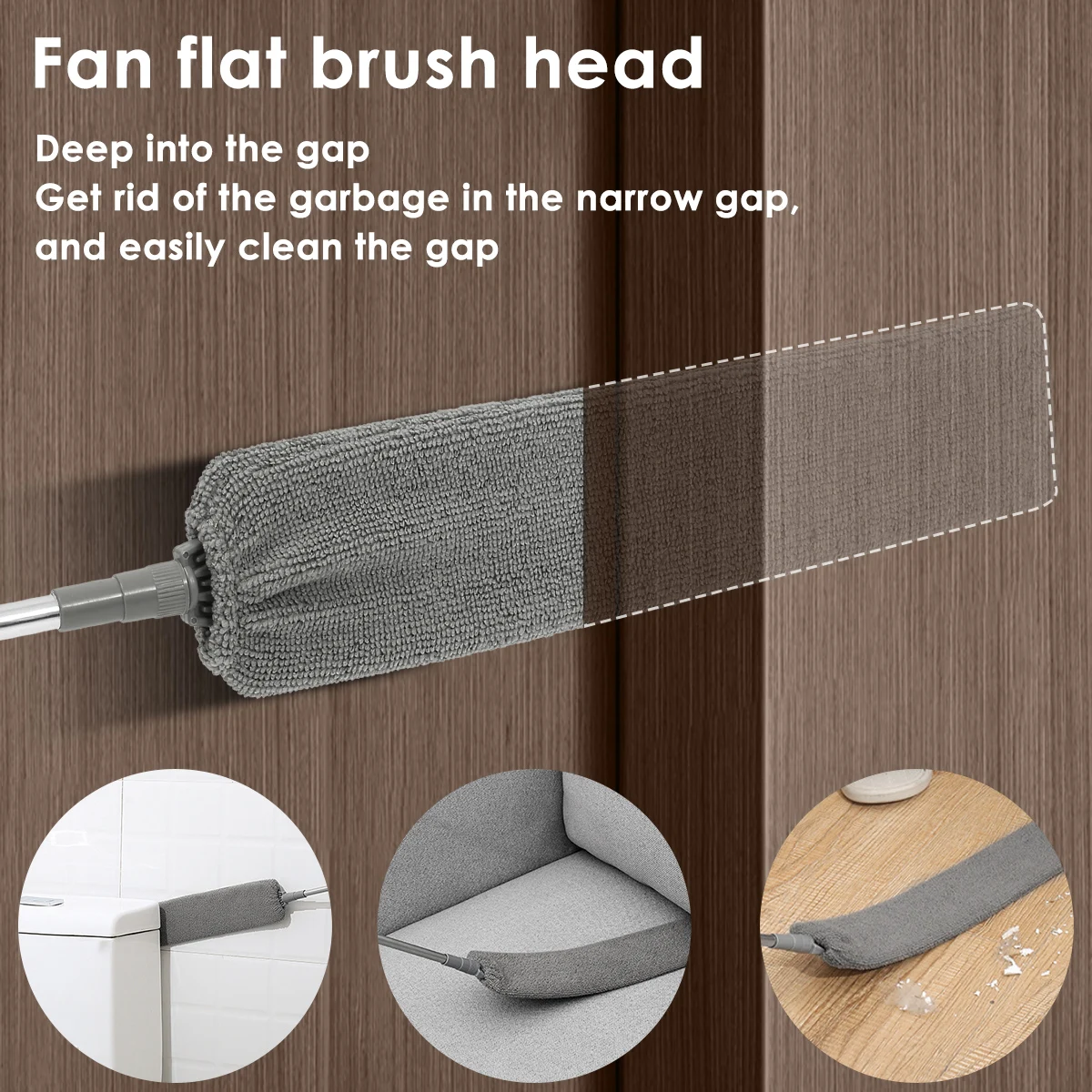 Gap Dust Cleaner Retractable Microfiber Flexible Long Flat Gap Duster Brushes with Extendable Pole Household Cleaning Tools