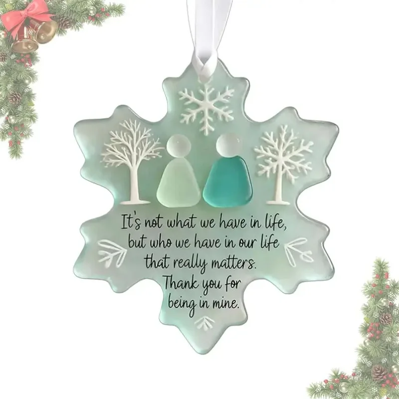 

Snowflakee Sea Glass Friendship Decor for Christmas Ornaments Seaglass Tree Hanging Keepsake Pendant Birthday Gift Xmas
