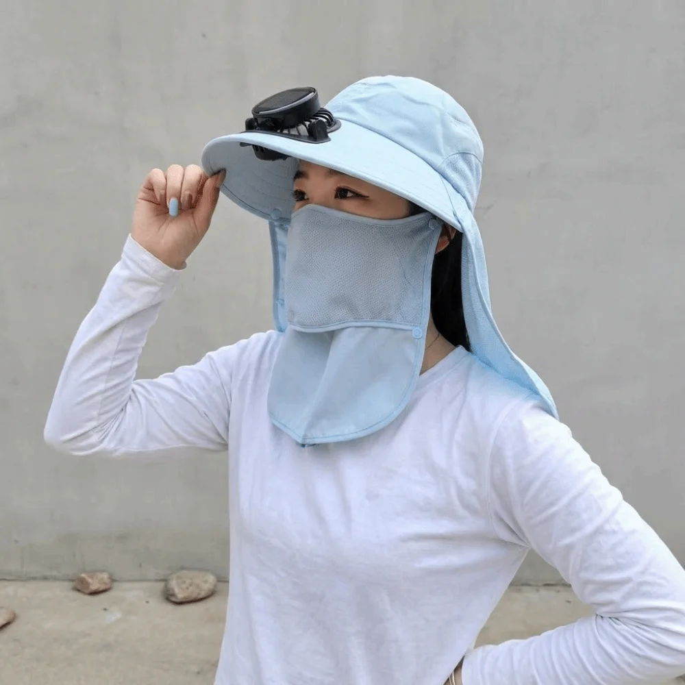 Quick Dry Solar Fan Hat Solar Charging USB Charging Summer Fan Visor Cap Digital Display With Mask Cooling Fisherman Hat Camping