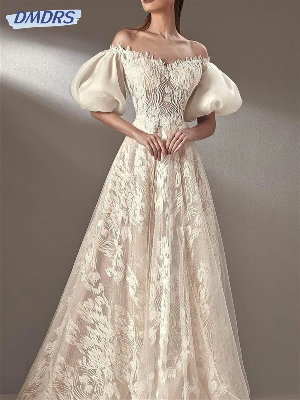 Elegantes kurzärmliges A-Linien-Abendkleid charmante Applikation Ballkleid 2024 stilvolles boden langes Brautkleid vestidos de novia