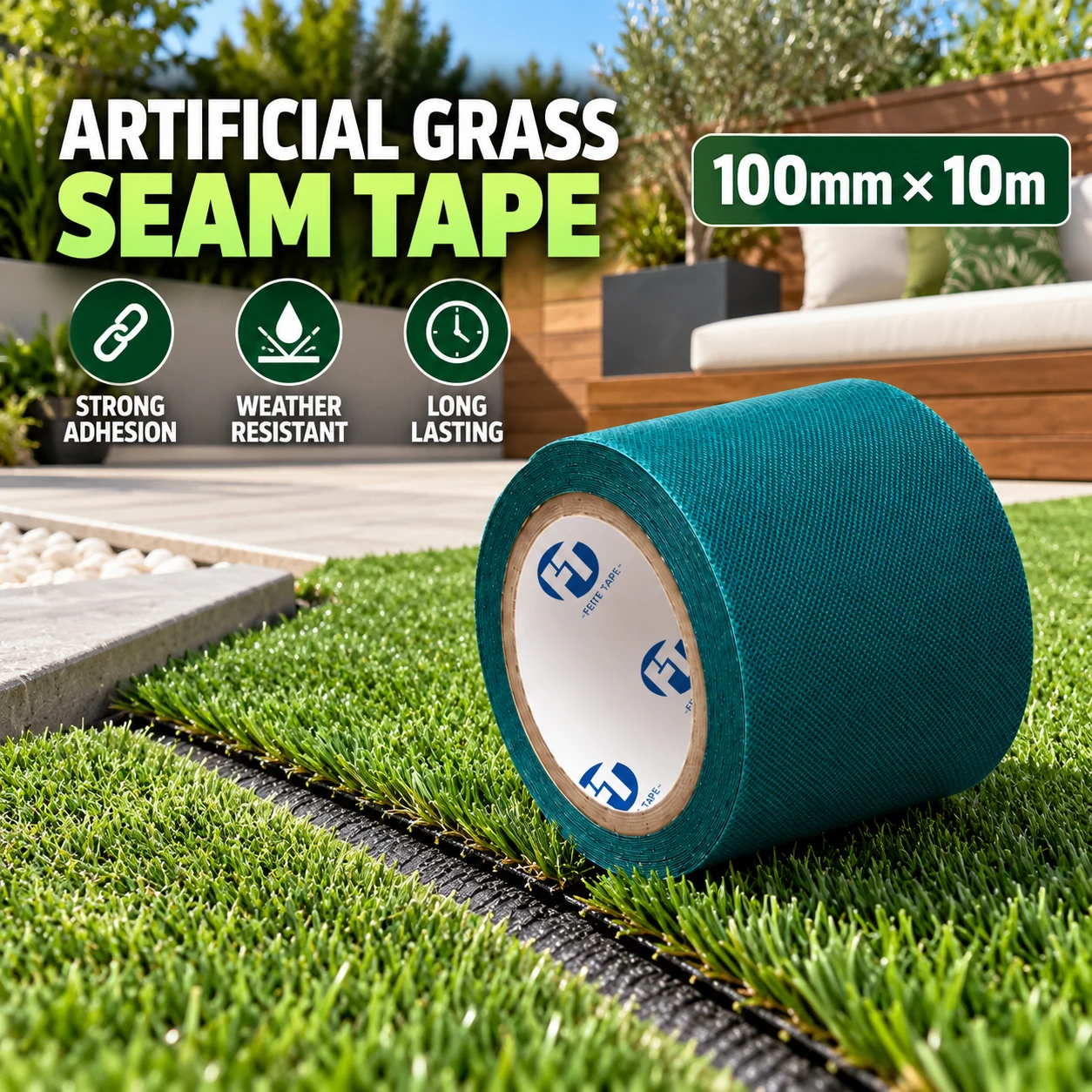 10cm×10m Artificial Grass Joining Tape Self Adhesive Turf Seam Connector for Patio Garden and Landscape