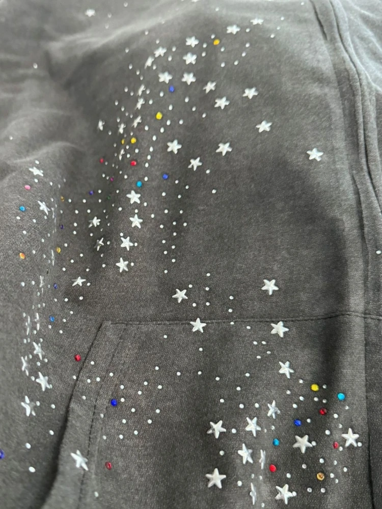 سترة بقلنسوة Y2K Star Rhinestone للسيدات لعام 2025 - سويت شيرت أسود مغسول عتيق بسحاب، ملابس خروج كبيرة الحجم لربيع الخريف #4