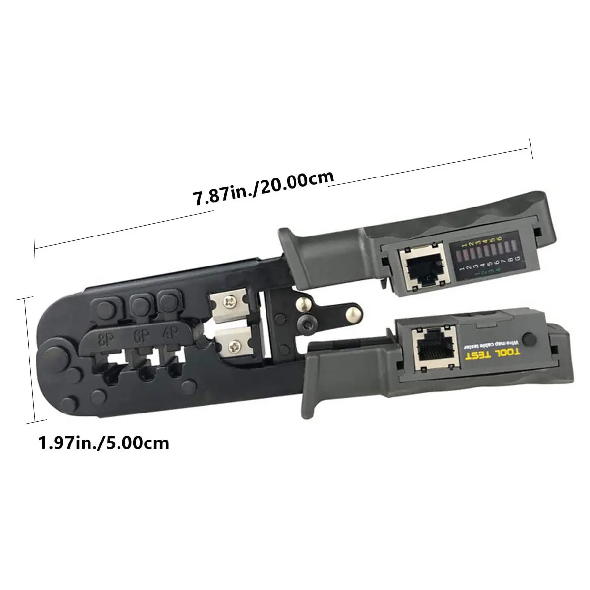 ZoeRax [All in One Cable Tester Crimper] per RJ45 RJ12 RJ11 spine modulari connettori di rete Strip Cut Test e Crimp Tool