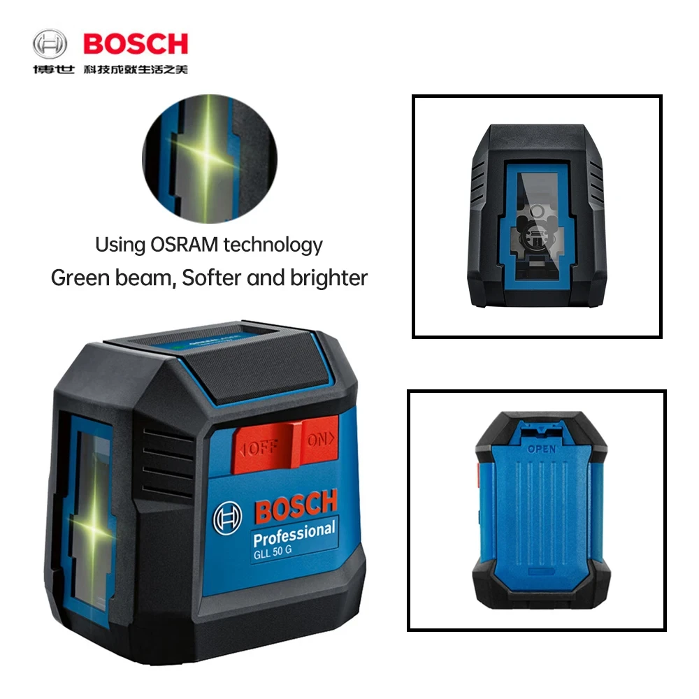 Bosch 2-Laser liniowy poziom GLL50G samopoziomowy Instrument o wysokiej precyzji poziomy pionowy poziom zielonego światła dla budownictwa