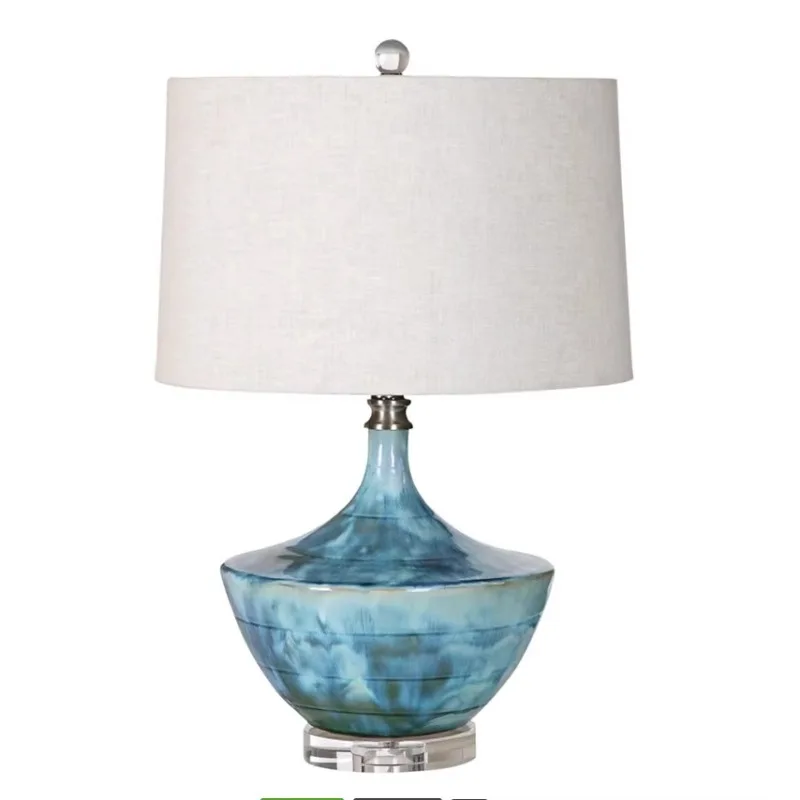 Energy Saving Rural Light Ink Ceramic Postmodern Simple Retro New Chinese Style Living Room Study Bedroom Bedside Lamp