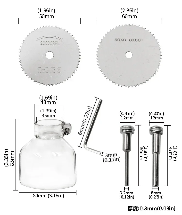 6pcs High Speed Steel Circular Saw Blade Hss Cutting Disc Rotating Drilling Tool Accessories For Wood Plastic And Aluminum