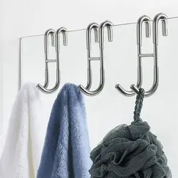 304 Stainless Steel Towel Rack Frameless Free Punching Double S-shaped Hook Robe Hooks Shower Hook Storage Hanger