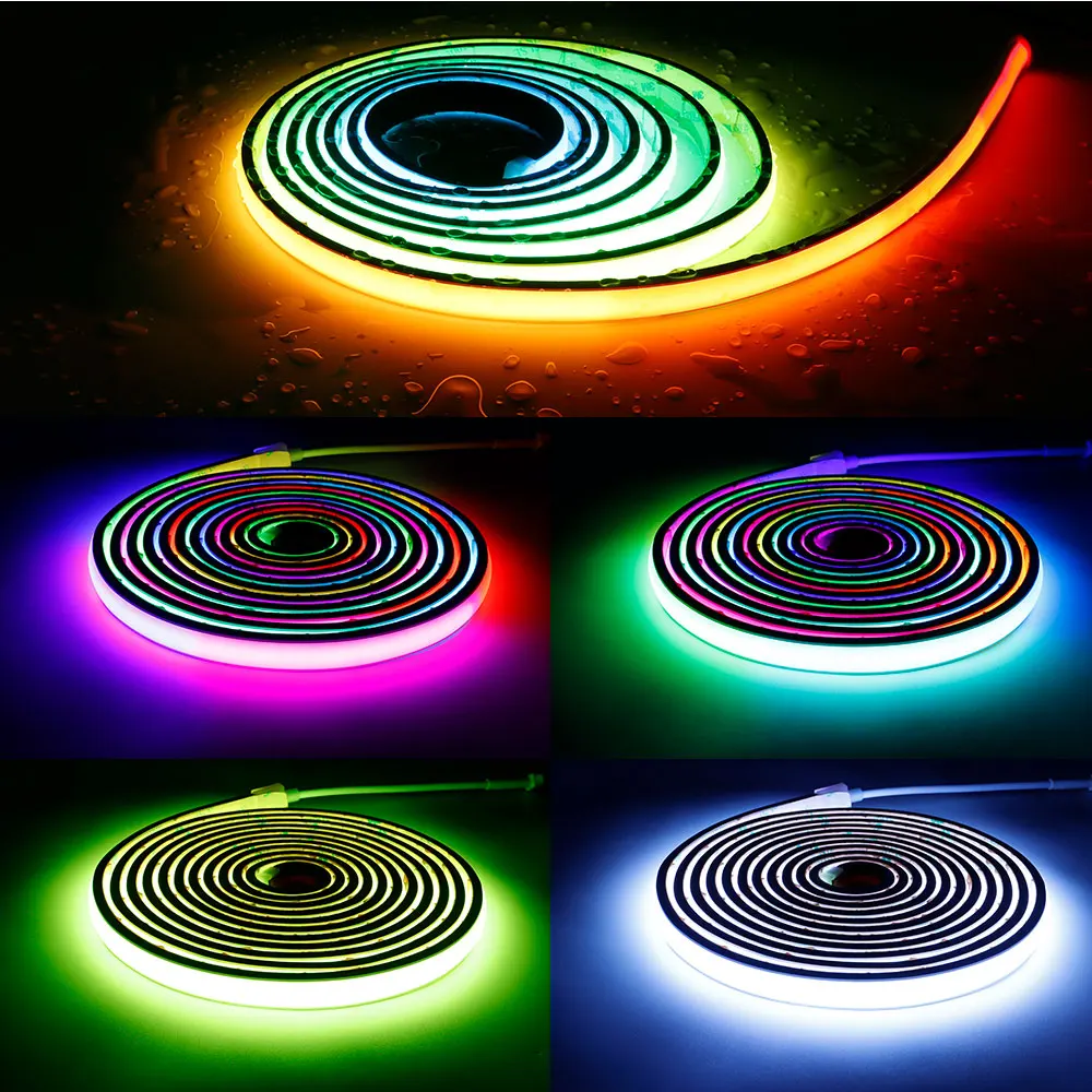 Imagem -04 - Fcob Neon Led Strip 720leds m Alta Densidade Rgbic Inteligente Flexível Cob Led Fita de Luz Ip68 à Prova Dip68 Água Dc24v Ws2811