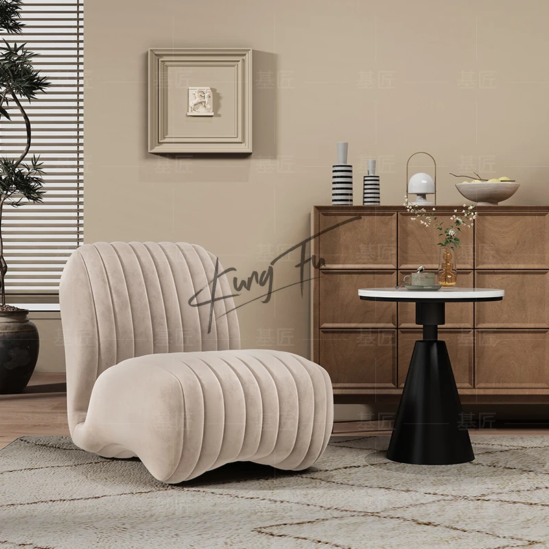 أريكة فردية كاجوال على طراز Wabi-Sabi للفندق والإقامة المنزلية وغرفة المعيشة والشرفة ومنطقة الراحة