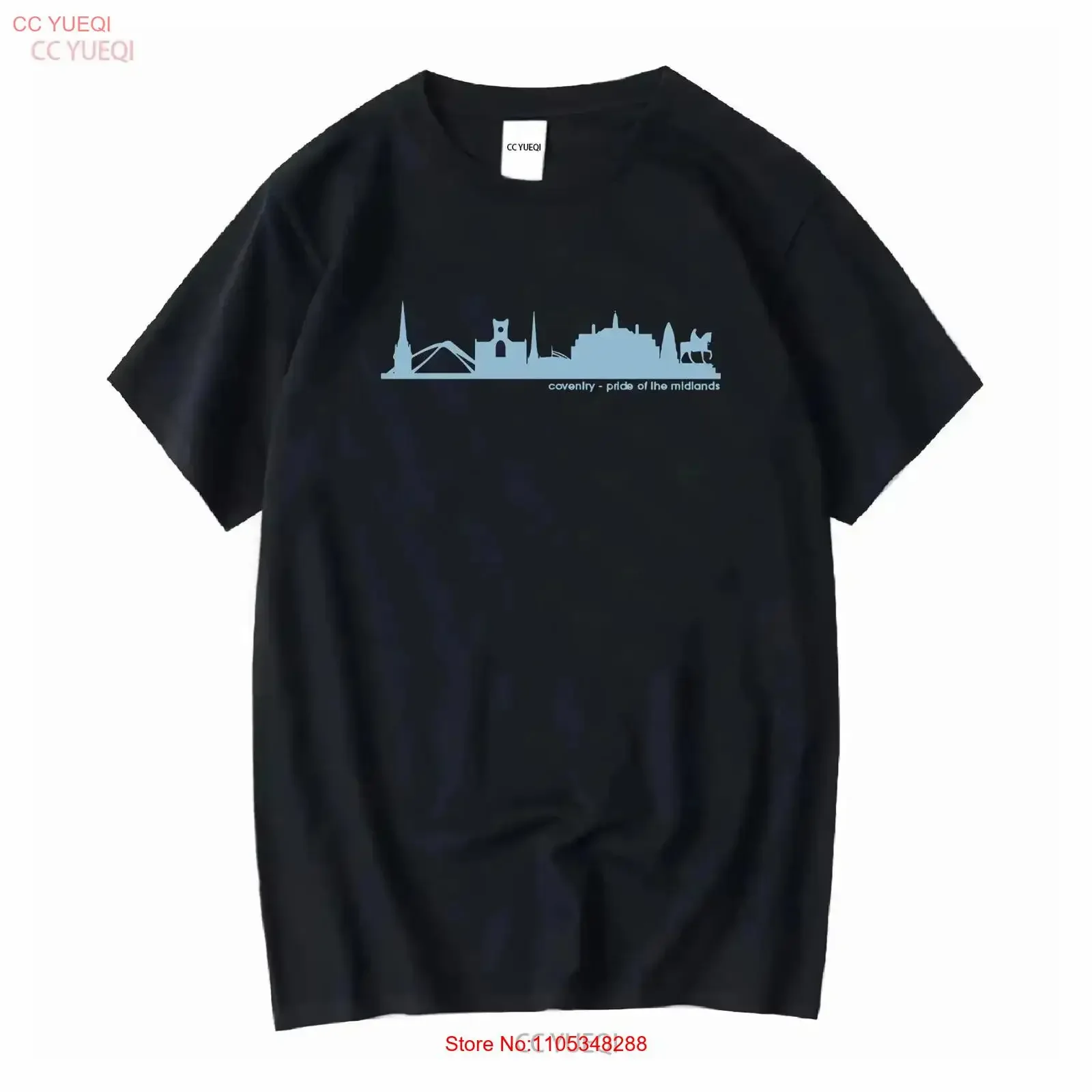 Pride of The Midlands Black Organic Cotton T shirt for Fans Coventry City vintage Washed fashion Comfortable homme Stretched