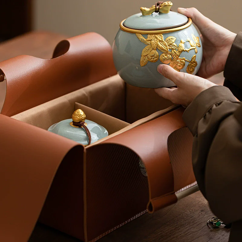 Universal Luxury Gift Box with Wood Frame & Leather - Versatile Case for Premium Tea, Ceramics, Zongzi, Jewelry, Coffee Mugs