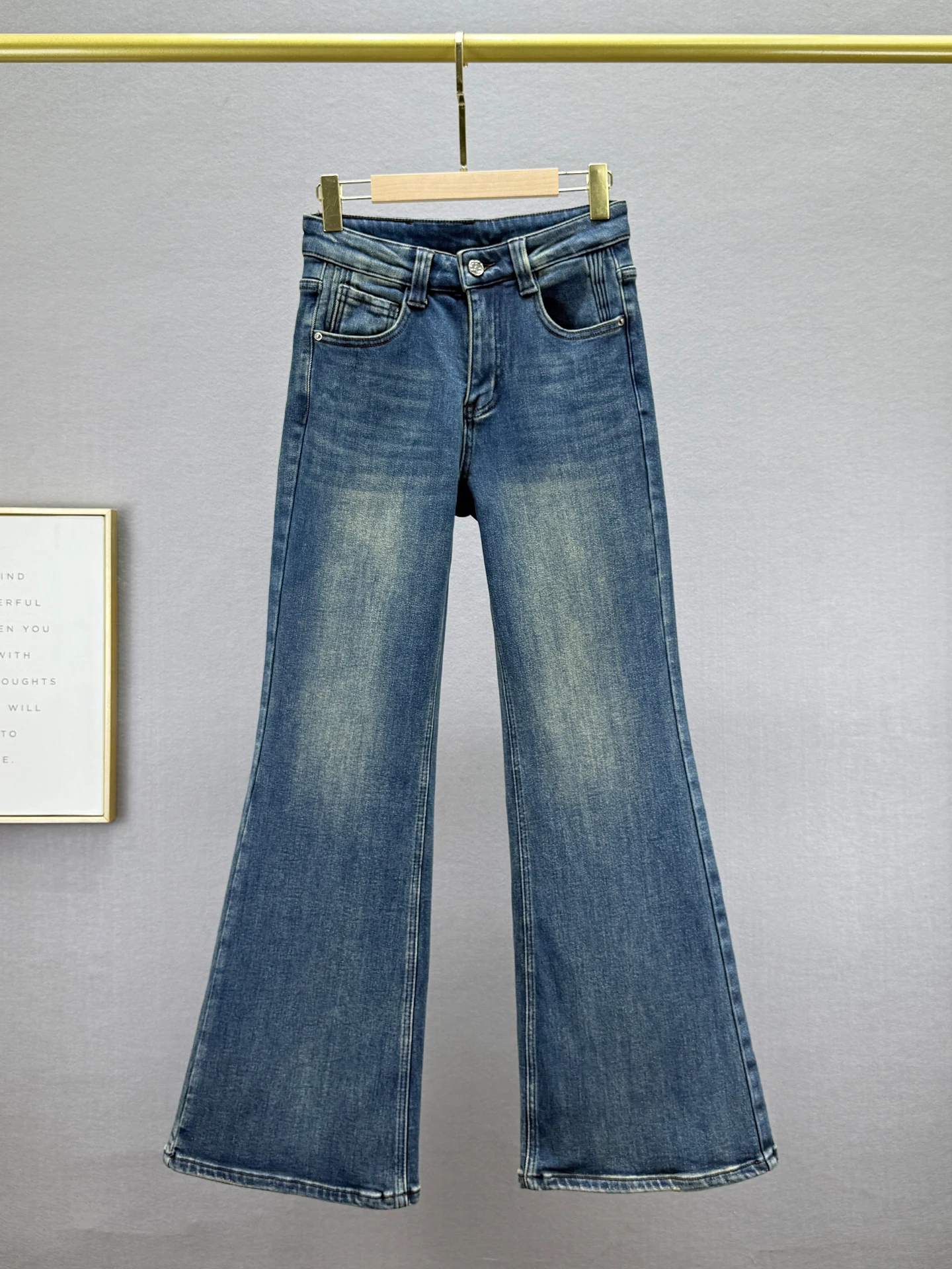 

Джинсы-клеш с высокой талией и флисовой подкладкой для женщин: модные, ретро, с эффектом потертости, широкие, длинные брюки, зимняя коллекция, с эффектом похудения