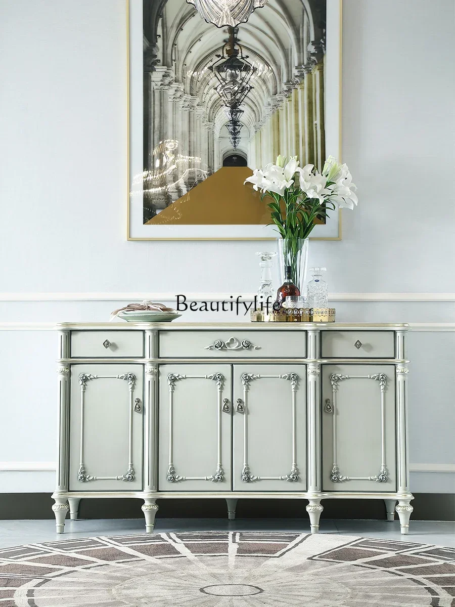 

1FG10French Entry Lux Wood Carved Sideboard Cabinet European Retro Villa Wall Locker