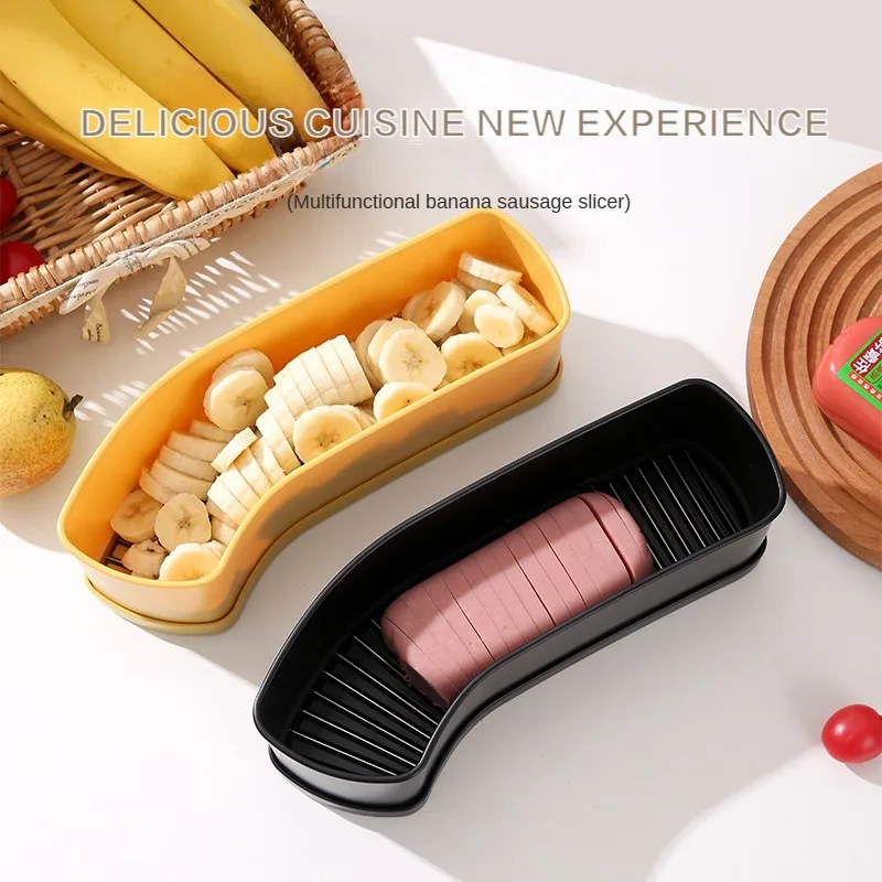 

Многофункциональная нарезка для бананов, ручная нарезка для бананов для обеда, мяса, бытовой нож для колбас, легко чистится