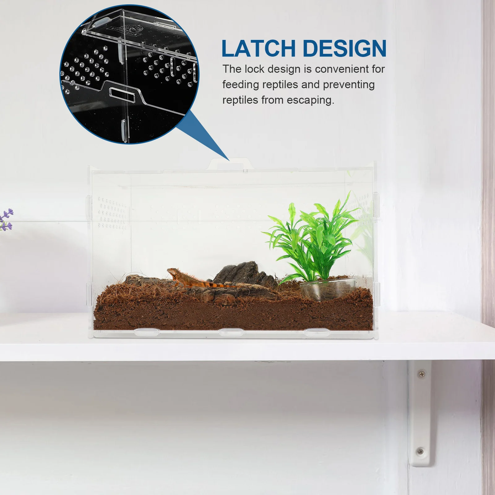 

Clear Acrylic Reptile Tank for Small Pets Suitable Lizard Spider Frog Gecko Snake Turtle Terrarium Cage with Air Circulation