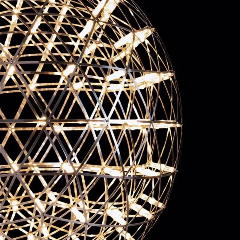 Modern Stainless Steel Firework Spark Ball Chandelier Pendant Light For Indoor Home Decor Lighting Fixture Unassembled