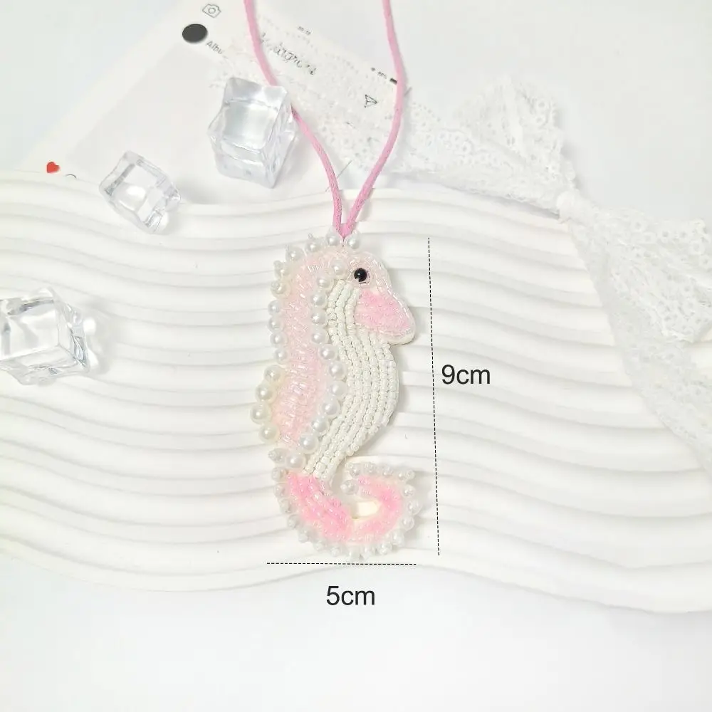 Creative Rhinestone Beaded Keyrings Handmade 3D Patches Keychain Exquisite Sea Horse Starfish Hanging Rope Bag Accessories