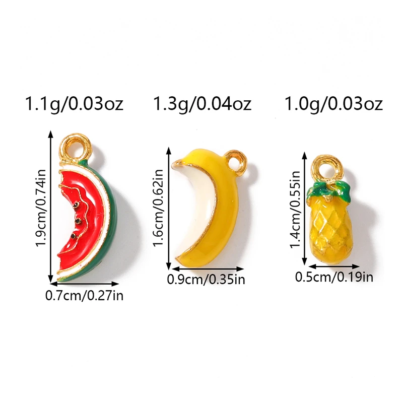 5 Stück Niedliche Gemischte Frucht-Anhänger aus Emaille - Banane, Apfel, Wassermelone für Schmuckherstellung, Halsketten, Ohrringe, DIY-Basteleien und Geschenke – Detail 9