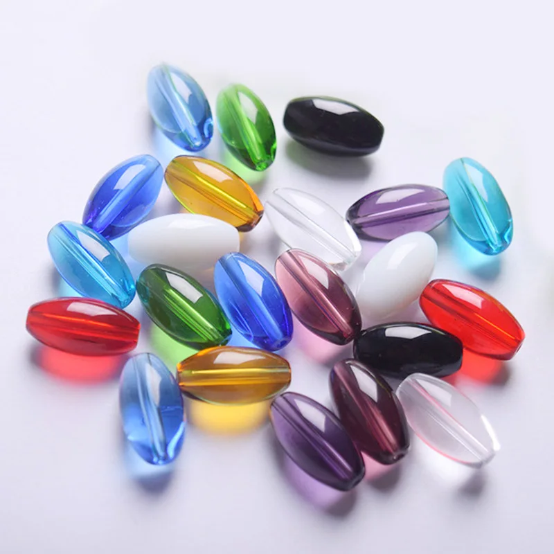 10 szt. Owalne Koraliki z Błyszczącego Kryształowego Szkła 19mm x 10mm do Wyrobu Biżuterii, Rękodzieła DIY, Elementy do Tworzenia