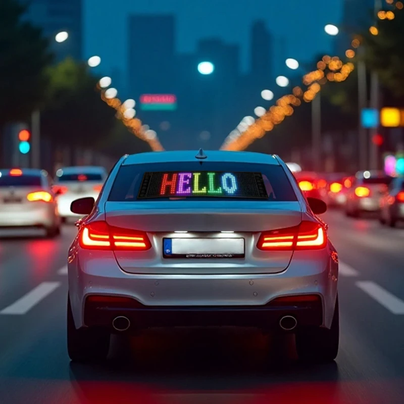 トラック用LEDアイ LEDマトリックスパネル RGB LEDカーパネル DIY プログラム可能 Bluetoothアプリ制御 スクロール広告ライト