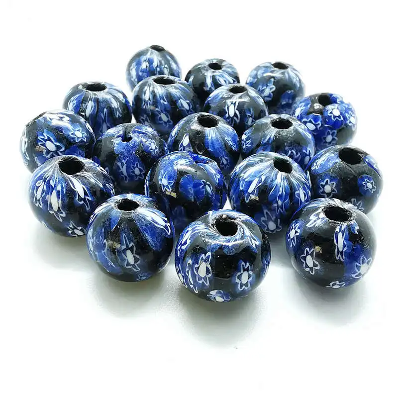 2 Beads Ancient Method Stirred Flower Glass Beads Big Abacus Bead Handmade Trade Lampwork Beads TSB0256