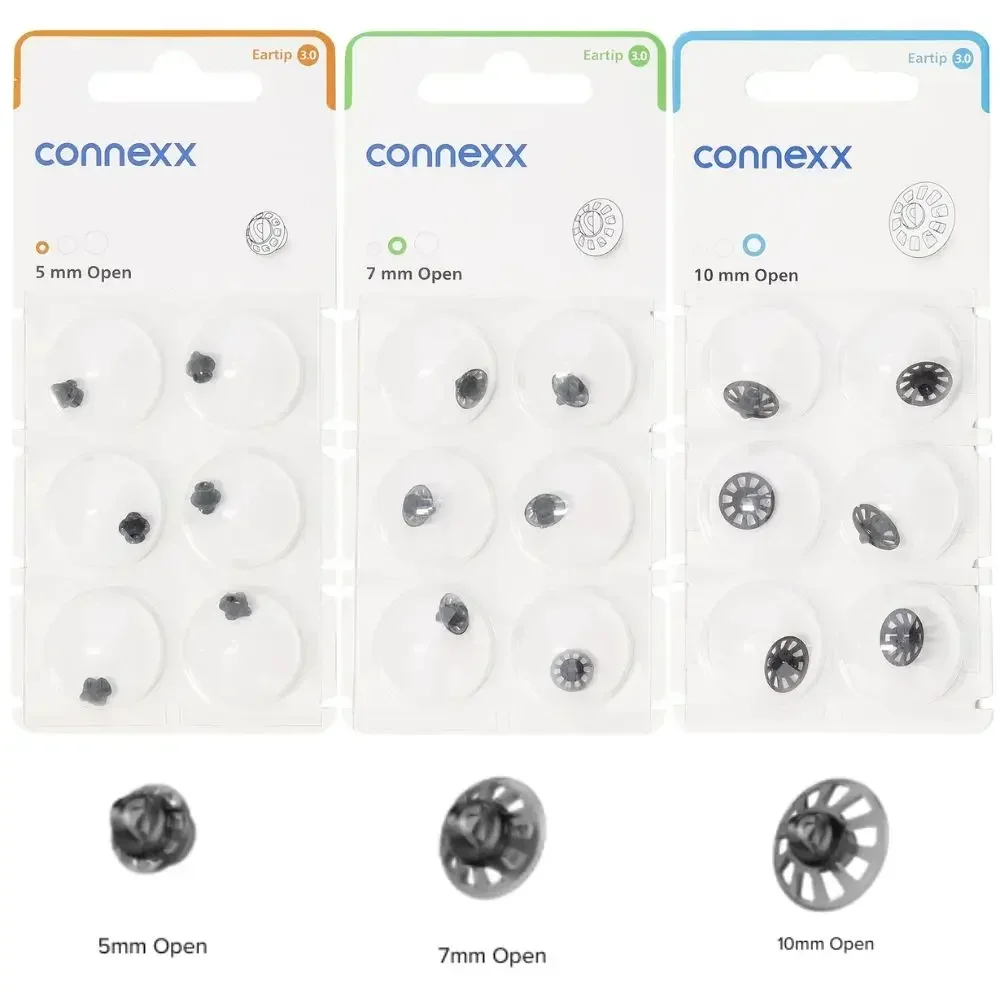 Replacement Eartip Domes for Signia Pure Charge & Go AX and Rexton Hearing Aids – Connexx 3.0 Open & Closed Fit, 6 Count
