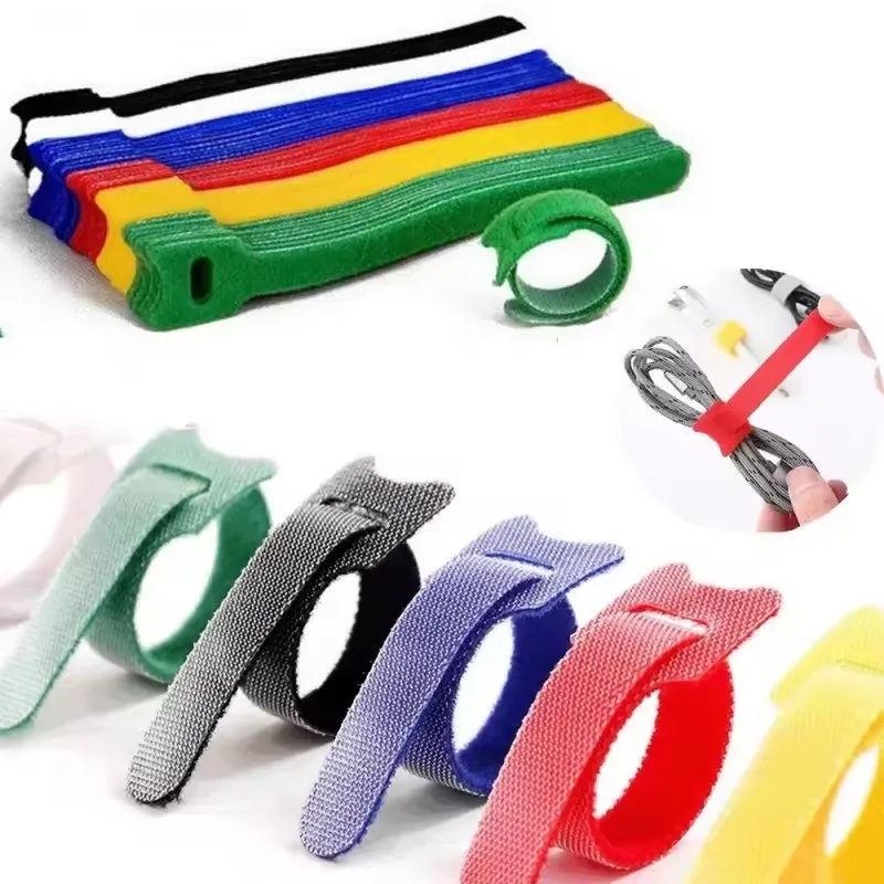 50/200 Pcs Releasable Cable Ties Colored Plastics Reusable Cable ties Nylon Loop Wrap Zip Bundle Ties T-type Cable Tie Wire