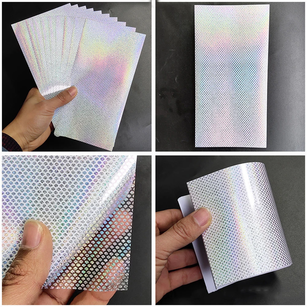 6/10pc 20x10cm Flash Lure Sticker DIY Modified Holographic Fish Scale Flash Lure Sticker Jig Squid Film Bait Tape Fishing Tackle