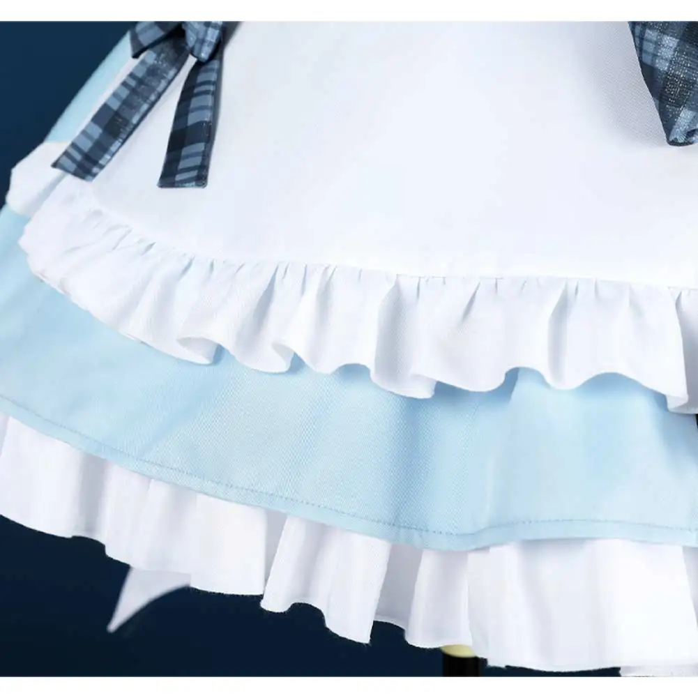 Anime LoveLive Muse Cosplay Blue Dress Accessories Outfits Maid Costume Women Disguise Halloween Carnival Party Roleplay Suits