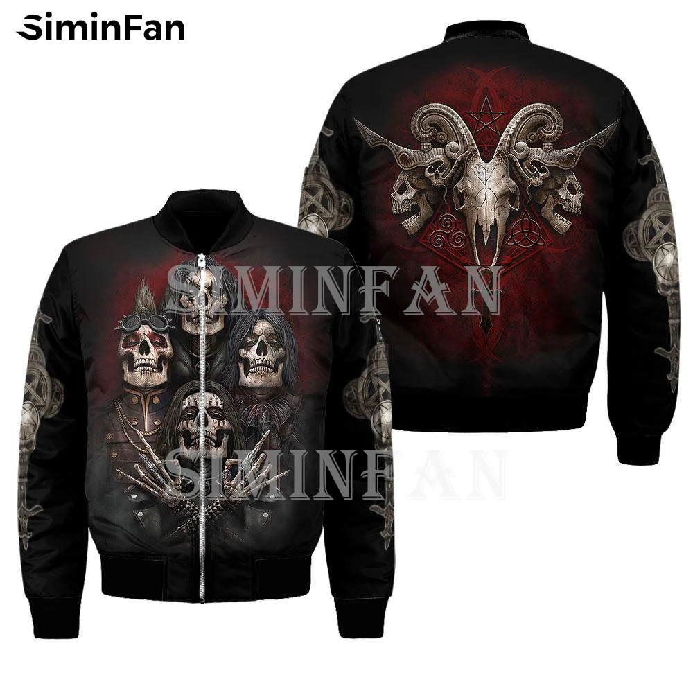 

Skulls Antelope 3D Printed Men Punk Bomber Jackets Winter Autumn Unisex Flight Outwear Women Quilted Cotton Thick Zipper Coat