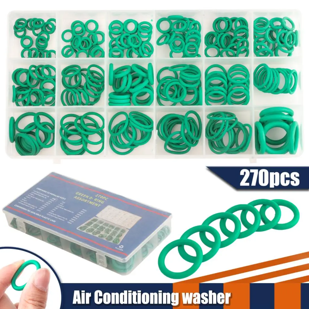 270pcs/lot RU Ship Rubber O-ring Gasket Assortment Kit Seals Automotive Air Conditioning Refrigerant Orings Gasket Washer Set