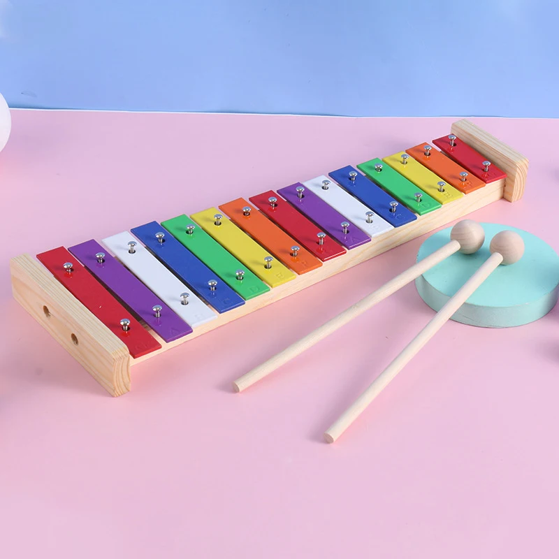 15 Keys Xylophone for Children Orff Musical Keyboard Metal Music Instrument Wooden Xylophone For Kids Baby Piano Toy view 5
