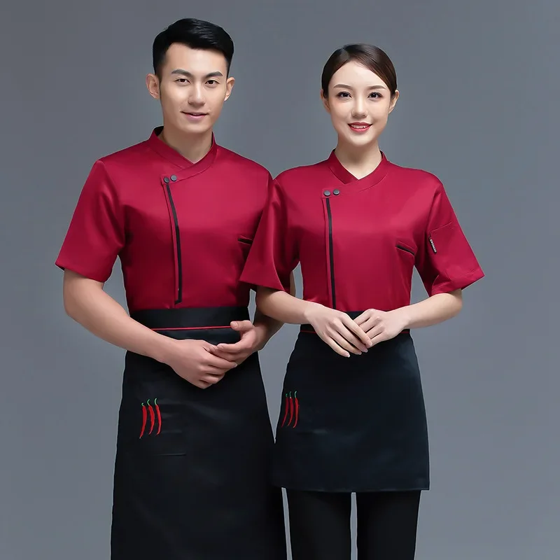 Chef Uniform Western Restaurant Work Wear Summer Kitchen Chef Clothes Unisex Catering Overalls Bakery Cafe Waiter Food Service