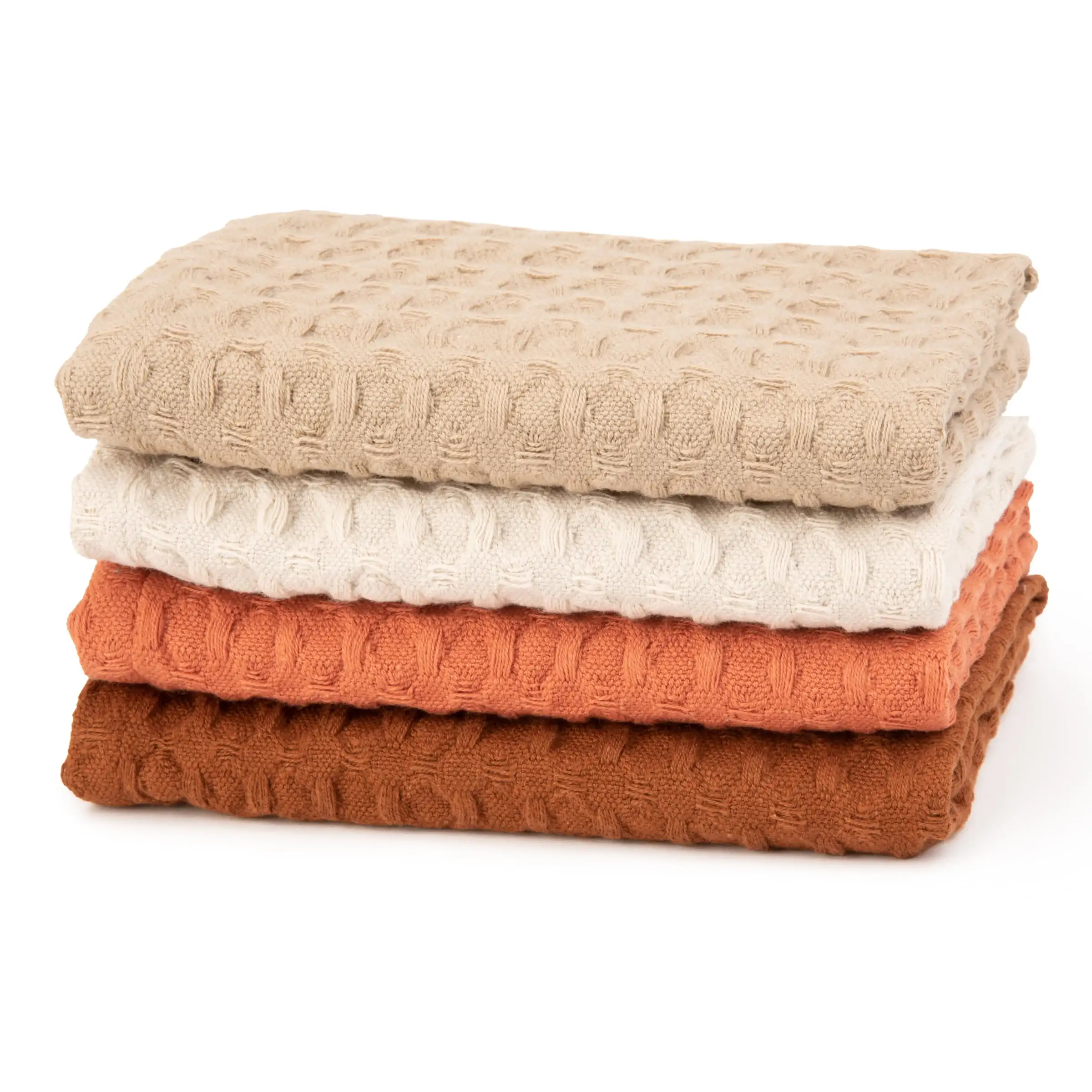 100% Cotton Waffle Dishcloths, 4 Pieces, 12 in x 12 in, Tan