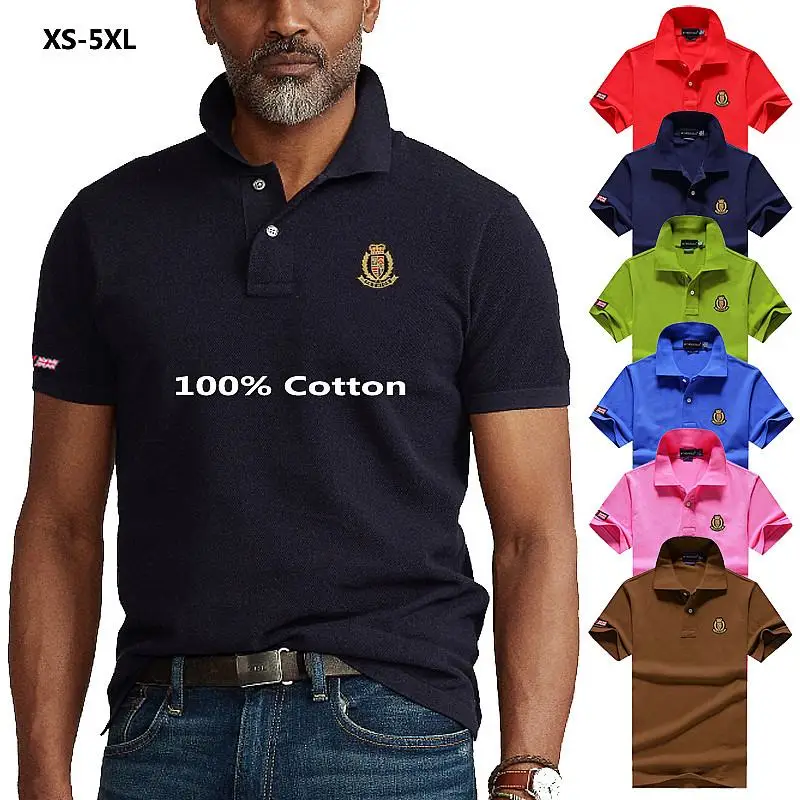 100% Cotton Top Quality New-Design Summer Mens Polos Shirts XS-5XL Casual Short Sleeve Polos Hommes Fashion Clothing Male Tops