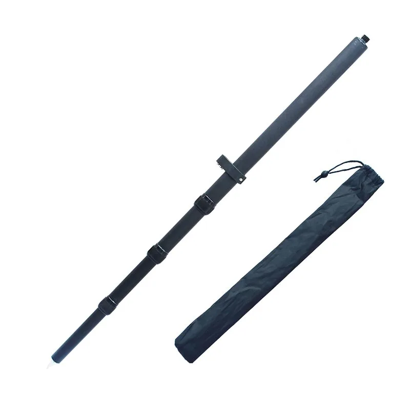 Black Portable Aluminum Alloy Measuring Pole Telescopic Pole Four Sections Length 150cm