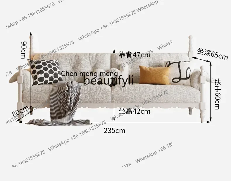 xzzS Italian light luxury lamb wool sofa living room small apartment modern simple straight row first layer cowhide sofa