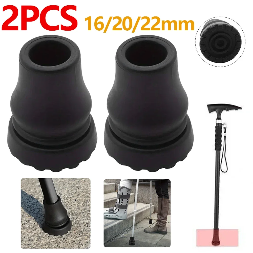 2pcs Walking Stick Bottom Pads 16/20/22mm Crutch Cane Bottom Cover Non-Slip Walking Pole Tips Replacement Crutch Accessories