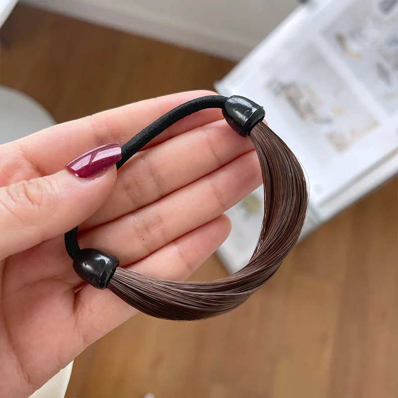 10 Stück Korea Gummiband aus Haars imulation Perücke Kopfs eil Mode Perücke Haarring gerade Haar gummi Pferdes chwanz elastisches Haars eil – Detail 13