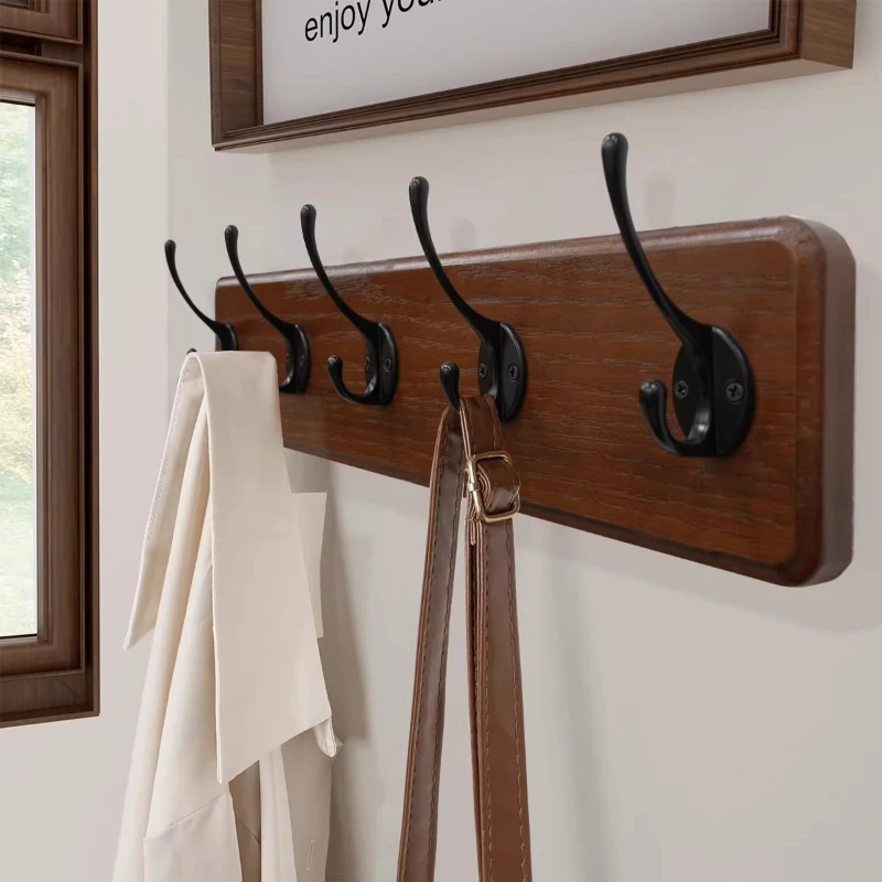 

Настенная вешалка из массива дерева для дома, премиум-класса, с крючками для ключей, многофункциональный органайзер для прихожей, стильная вешалка для одежды