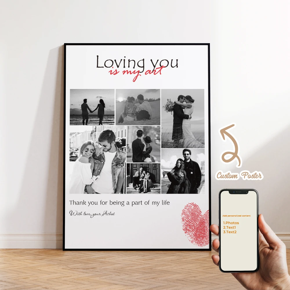 

Modern Personalized Photo Custom Beautiful Records Couples Wall Art Print Canvas Painting Poster Picture For Bedroom Home Decor