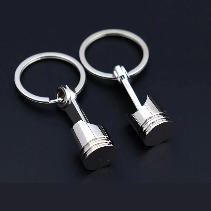 1PC Zinc Alloy Engine Silvery Piston Key Ring Chain Keychain Key Fob Wholesale Silver Color Available European For Men Gift Trin