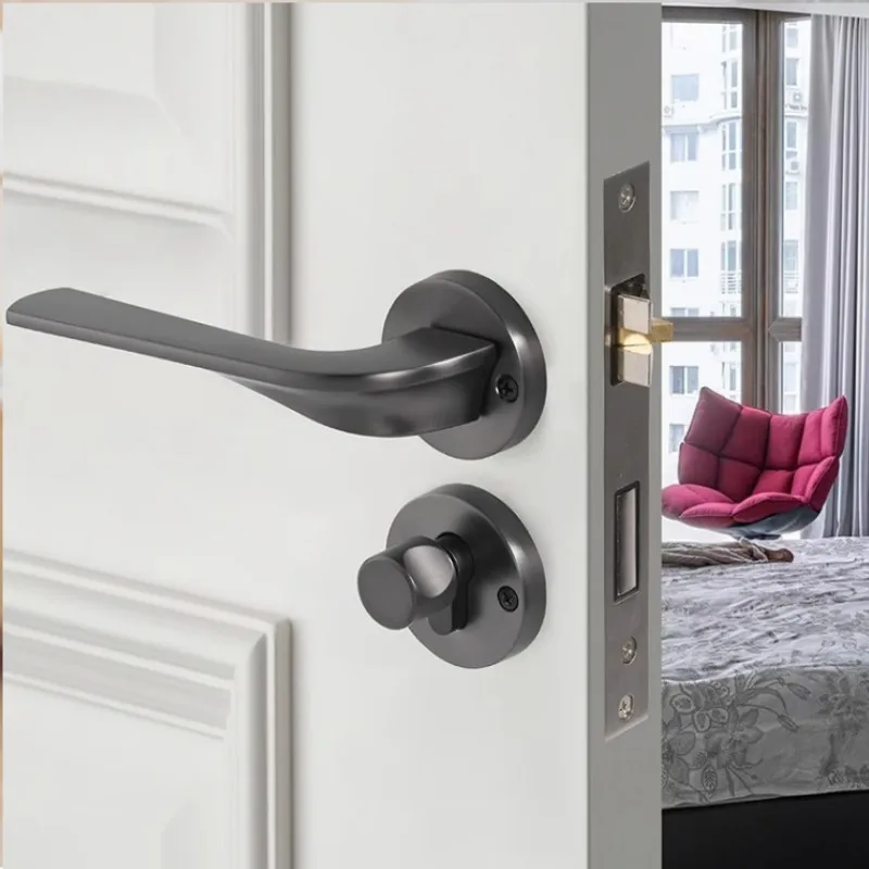 

Bedroom Door Handle Interior Door Handle, Mute Door Lock, Split Gun, Grey Wood Door Lock