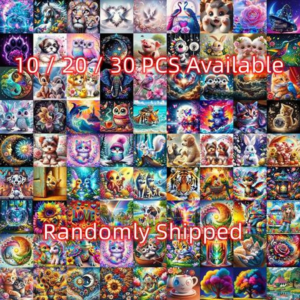 10/20/30 Pcs/Set DIY Diamond Painting Kit Full Round Drill Set 20x20cm/8x8 Inches Small Size Suitable Beginners Home Decoration