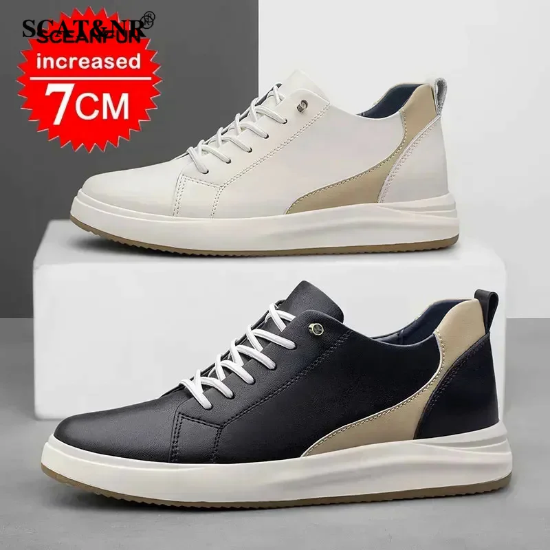 Luxury  Sports Shoes For Men Board Heightening Shoes Breathable Increase 7cm High Quality Men'S Casual Height Increasing Work