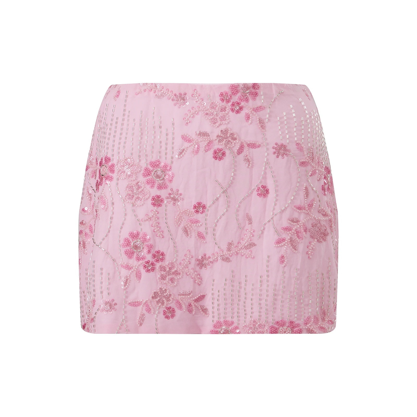 

Women Sequin Short Skirt Beaded Flower Low Rise Mini Bodycon Skirt Sexy Bodycon Trendy Summer Skirts Streetwear